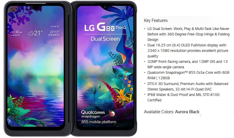LG G8X ThinQ at affordable price in India iimage