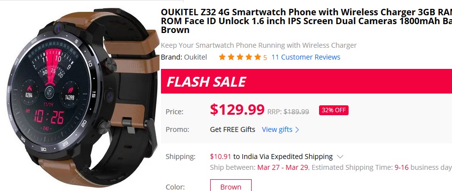 OUKITEL Z32 smartwatch 4G phone with wireless charging feature image