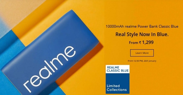 Realme 10000mAh power bank classic blue version features at a glance in India pic