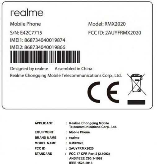 Realme C3s upcoming model at FCC with few features details pic