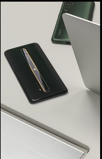 Realme gaming smartphone back side display pic