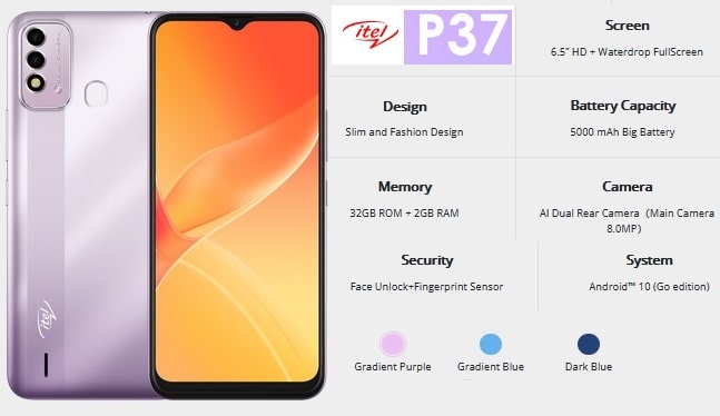 Itel P37 with select quality features on camera and screen in India pic