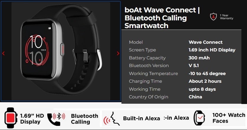 boAt Wave Connect with good features quality in India image boAt Wave Connect with Alexa support and at entry level price in India pic