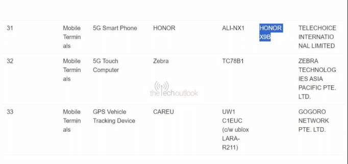Huawei Honor X9B price and IMDA listing image