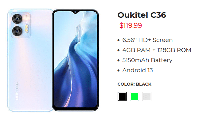 Latest update on price of Oukitel C36 in India for online buying and features quality image