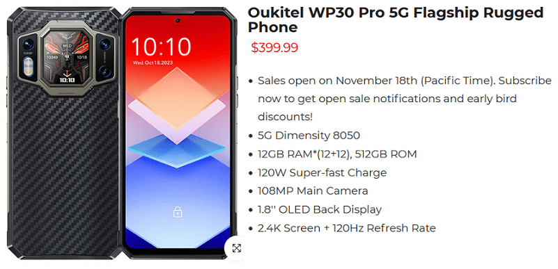 Best price for Oukitel WP30 Pro 5G in India for online buying and full features list image