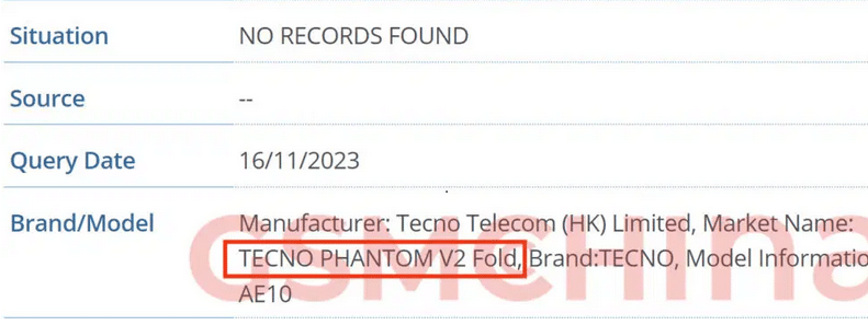 Upcoming smartphone Tecno Phantom V2 Fold listed on FCC, information on price and features image
