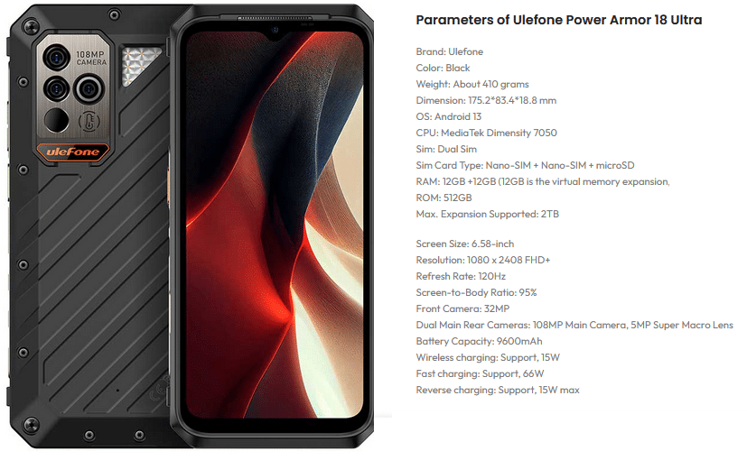 Online price of Ulefone Power Armor 18 Ultra in India and features list pic